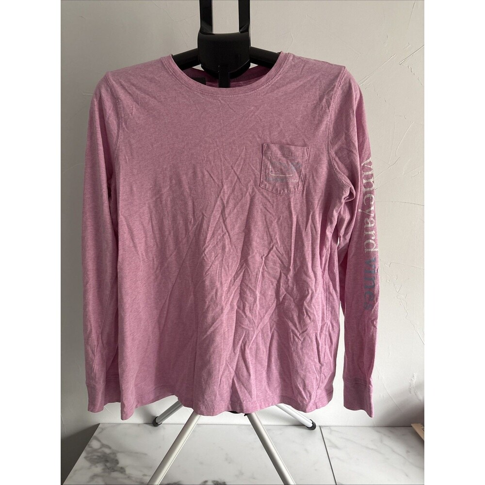 Vineyard Vines 100% Cotton Pink Long Sleeve Pocket Graphic Tee Women's Medium